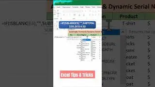 Automatic Format & Dynamic Serial Number  Excel