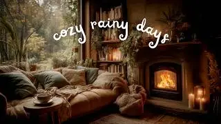 Rainy Forest Window & Warm Fireplace ✨ Cozy Thunder Sounds for Relaxation