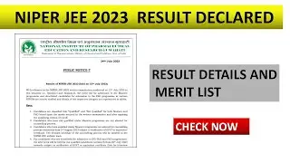 NIPER JEE 2023 Result Out / How to Check Niper 2023 Result / Check Your Result Now / NIPER JEE 2023