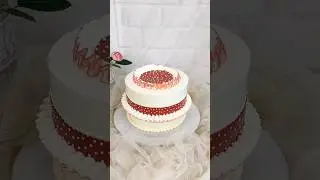 Decorating a buttercream cake like a red polka dot skirt #trending #shorts #cakedecorating #tutorial