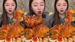 ASMR Mukbang Ayam Utuh 1 Ekor Besar Yummy Pedas Makecoh