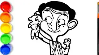 How to draw Mr.Bean,  Mr.Bean Cartoon Drawing, Painting and Coloring for Kids
