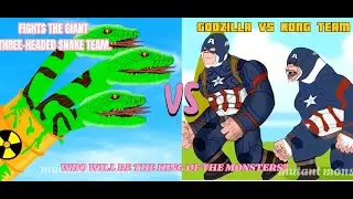 GODZILLA VS KONG TEAM FIGHTS THE GIANT THREE-HEADED SNAKE TEAM. WHO WILL BE THE KING OF THE MONSTERS