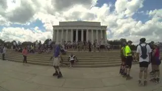 Skating down Lincoln Memorial Steps
