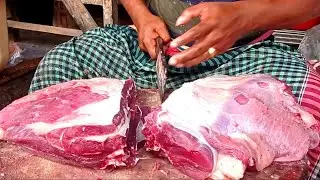 Incredible village meat market in Bangladesh, Cow meat cutting & processing by professional butcher