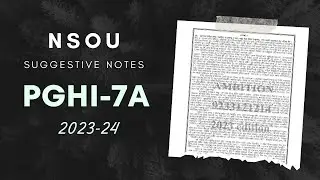 PG History Paper-7 | PGHI-7A | NSOU Suggestive Notes | Exam 2024 | Netaji Subhas Open University
