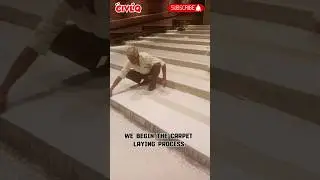 Technical carpet fitting method, carpet leveling with foam #construction #engineering #shorts