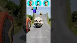 Neymar Jr & Lionel Messi Vs Cristiano Ronaldo - Big Bollard #60 #beamngdrive #ronaldo