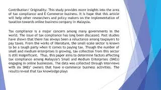Factors Affecting Tax Compliance among Malaysian SMEs in E Commerce Business  IJASS 2019 91 74 85