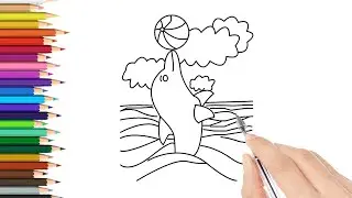 Drawing Dolphin Playing with Ball - Step by Step | Digital Drawing Master
