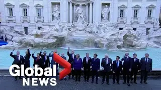 G20 summit: Leaders toss coins into Rome&rsquo;s iconic Trevi Fountain