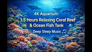 4K Aquarium: 1,5 Hours Relaxing Coral Reef & Ocean Fish Tank | Deep Sleep Music 🌊🐠