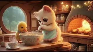 Rain outside, warm hearts inside Tiny cat & duck&rsquo;s soft rainy routine