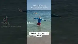 Blippi Cosplay on Norwegian Cruiseline Harvest Caye Beach in Belize