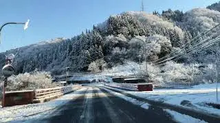Winter road conditions Hakusan to Kanazawa Japan