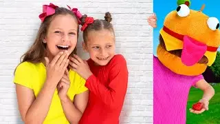 Maya teaches her sisters good behavior - Funny Masks Adventure with Friends