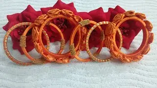 Beautiful Silk Thread Bangles Set With Floral, Gotta Patti & Ball Chain Design #handmade #diy #art 