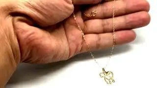 14k Yellow Gold Hanging Monkey Charm Chain Necklace, 18