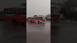 #nwkrtc #belagavi bus stand #firstrain #heavyrain  #redbus #ashokleyland