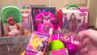 7 minutes ASMR unboxing  mini barbie dolls in the bath for  baby bon