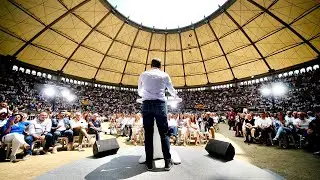 Feijóo, Rueda y Rajoy intervienen en un mitin en la plaza de toros de Pontevedra.
