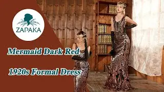 Mermaid Dark Red 1920s Formal Dress | ZAPAKA 1920 Series