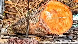 Processing a Massive Redwood Log into Quality Hardwood Planks 🌳