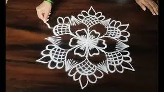 Simple rangoli 💜 muggulu 💜 daily rangoli 💜 kolam 💜 2 dots rangoli 💜 chukki rangoli 