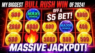 🎅Merry Xmas! MY BIGGEST BULL RUSH WIN OF 2024! Massive T/B Jackpot Win Off A $5 Bet! (1c) #bullrush