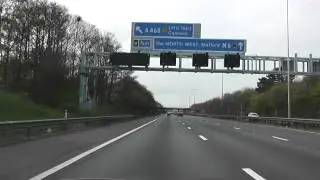 Driving On The M6 Motorway From J10A M54 To J11 Cannock, Staffordshire, England 14th April 2012
