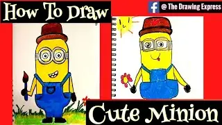 Draw CUTE MINION  with my 5 YEAR OLD| Step by Step Art Tutorial for Kids| VERY EASY
