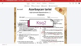 8 ci sinif Azərbaycan tarixi Ksq 2. Ki&ccedil;ik summativ 2. #8ci sinif #ksq 