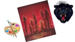 Easy  Dark Red Forest Painting.#trending #youtube #viral #painting 