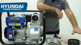 Руководство по распаковке и сборке бензинового водяного насоса Hyundai HY80. Водяной насос объемом 212 куб. см.