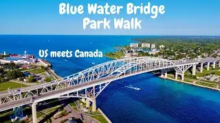 Blue Water Bridge park-walk. Big Ships. Port Huron, Michigan US & Sarnia, Ontario Canada.