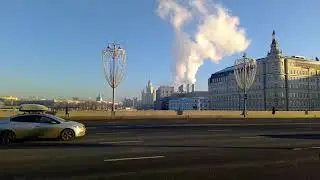 View of the Kremlin from the Bolshoy Kamenny Bridge. December 2020.