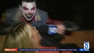 Dayna Devon gets scared at the Los Angeles Haunted Hayride