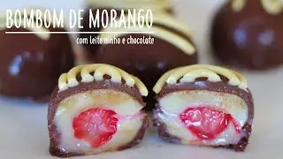 BOMBOM DE MORANGO COM LEITE NINHO E CHOCOLATE