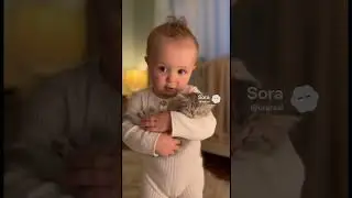 Baby Cuddles the Kitten to Sleep&hellip; So Sweet 🐱💛 #catvideos #sora2