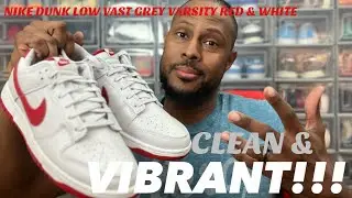 Чистые и яркие! Nike Dunk Low Vast Grey Varsity Red White