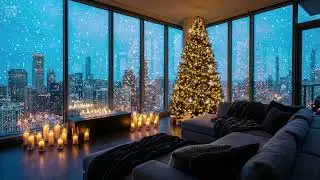 Modern Cozy Winter Cabin Fireplace  (1 Hour)