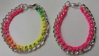 DIY Tutorial Pulsera fluor con cadena. Bracelet chain Fluor.