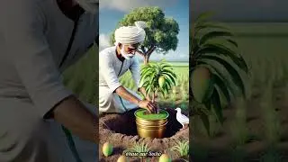Farmer and the pigeon find a golden pot from which a mango plant grows 😭 #ai​ #pigeon​ #farmer​