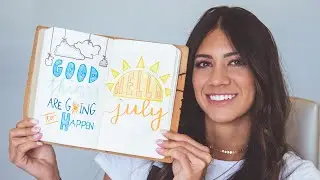 JULY PLAN WITH ME - A minimal Monthly Bullet Journal Spread for beginners - 4th of July Mood Tracker