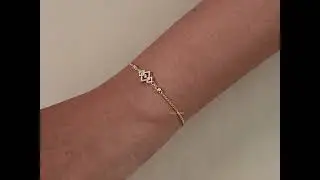 Bezel Set Natural Diamond Bridal Bracelet  14K Yellow Gold Delicate Chain Cluster@IshwaJewels