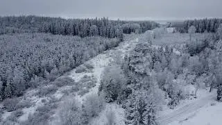 Del 3. Vinterflygning med Rimfrost &ouml;ver sj&ouml;torp och dalabyn!