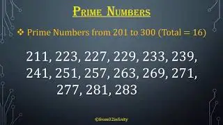 Prime Numbers from 1 to 1000