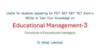 MCQ PET Functions of Educational managers