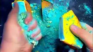 Colourful Dyed Gym chalk Crumbling #oddlysatisfying #gymchalkcrush #asmrsounds #stressrelief #asmr