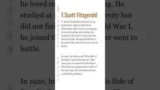 F. Scott Fitzgerald | Short Biography|#BookLovers #FamousAuthors #GreatAmericanNovel #Literature